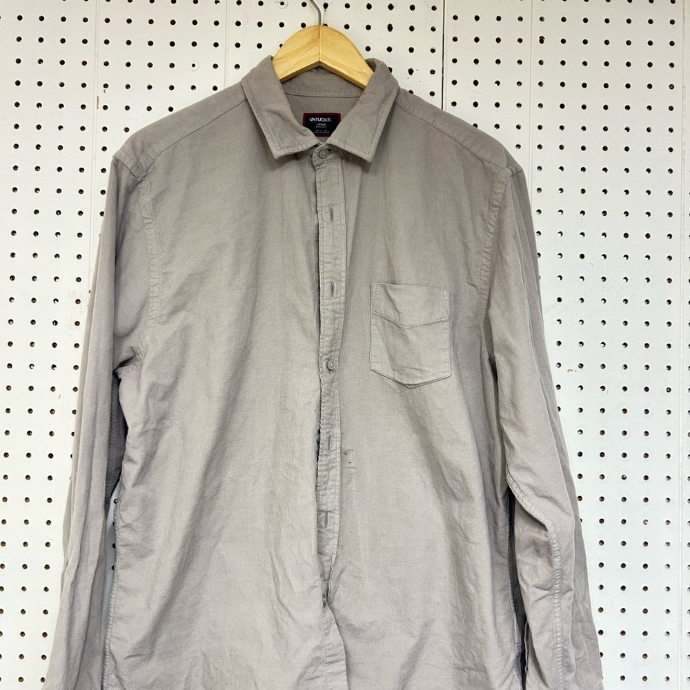 UNTUCKit Light Gray Courduroy Casual Button Down Shirt